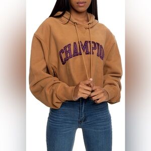 CHAMPION VINTAGE WASH REVERSE WEAVE CROPPED HOODIE